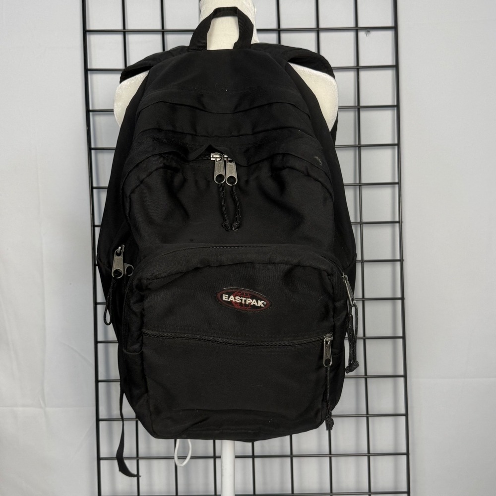 Eastpak Backpack Unisex Large Black Canvas Multi-Pocket Padded Straps Classic